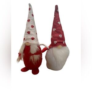 Set‎ of 2 Adorable 14” Fabric Stuffed Valentines Plush Gnomes His & Hers Couple